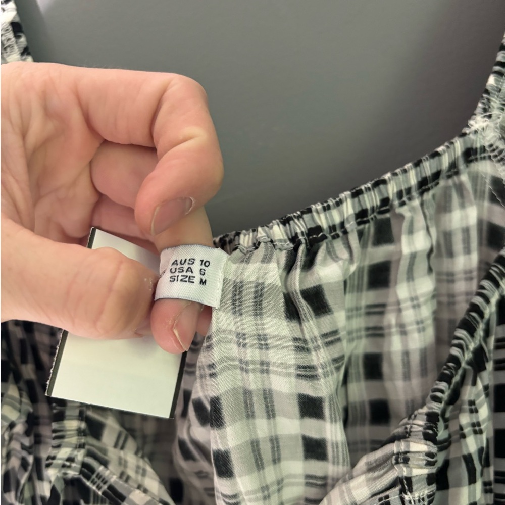 Faithfull The Brand Francis Checked Crepe Mini Dress Size 6 - Picture 5 of 5